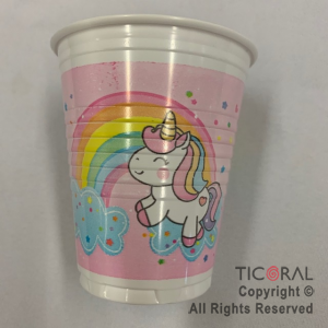 UNICORNIO ARCO IRIS VASO X 10 UNIDADES